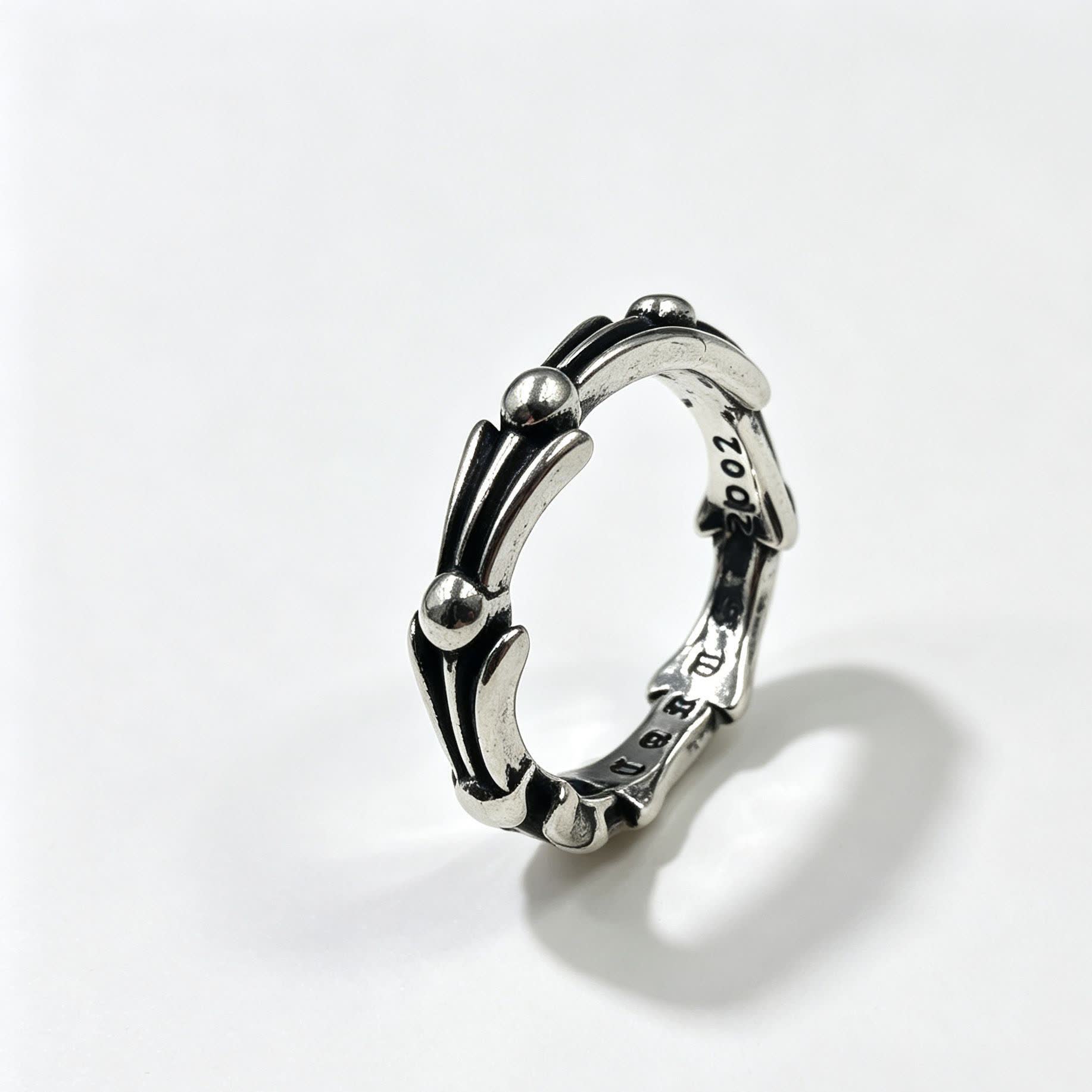 Chrome Hearts Silver Ring with Black Inlay